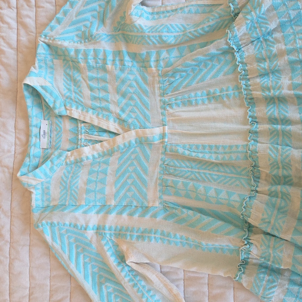 Devotion TWINS Aqua and White Geometric Dress - Picture 8 of 8